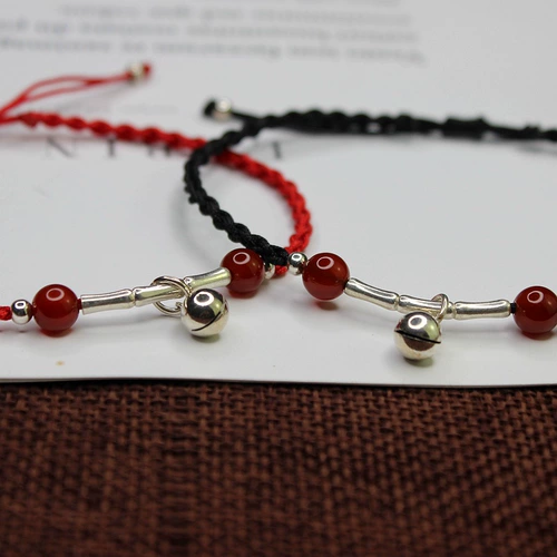 Бамбуковый браслет на ногу, цепочка ручной работы, плетеный браслет из красной нити, сексуальный колокольчик, простой и элегантный дизайн, популярно в интернете, подарок на день рождения