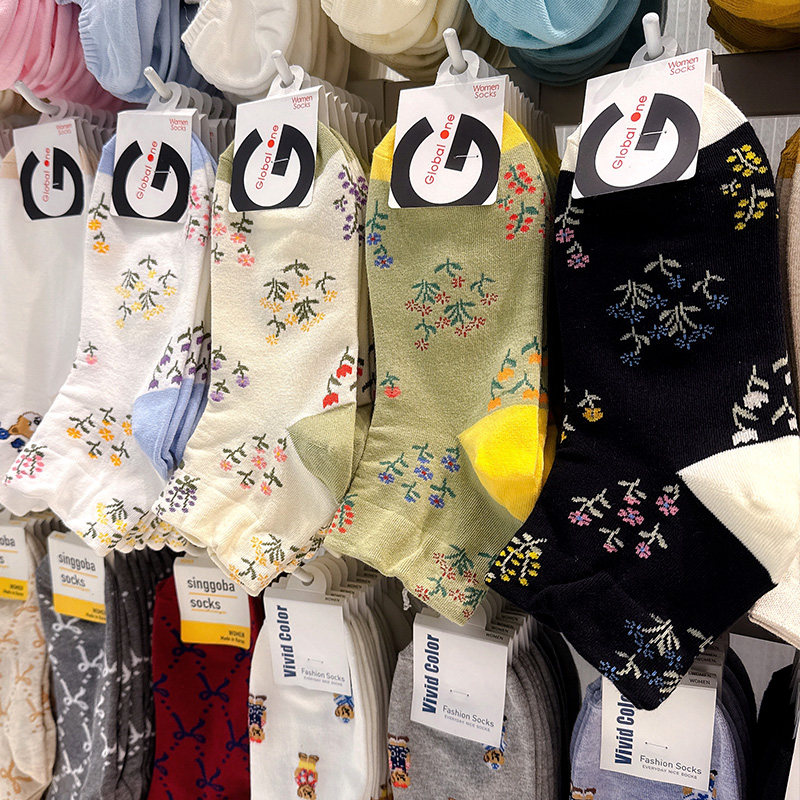 glalalane韩国袜子女短筒袜春夏秋新款松口不紧勒碎花短款女棉袜,淘宝优惠券,粉丝福利购,淘宝优惠卷