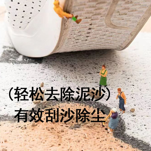 卡通线条小狗丝圈地垫入户门玄关防滑蹭泥耐脏耐磨家用脚垫子地毯 - 图0