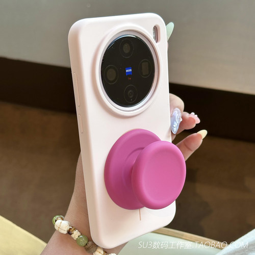 淡紫色磁吸X300pro液态硅胶mini适用vivoX200Ultra手机壳X200s磁吸气囊支架软糯防摔无线充电耐脏Findx8小众9 - 图2