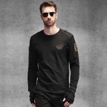 Army Wild Walking Spring Autumn Outdoor Casual Loose Tactical Long Sleeve T-Shirt Male Army Fan Round Collar Hard Man Black Hit Bottom T-shirt