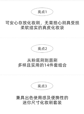 Piccasso韩国14件套迷你便携化妆刷套刷含刷包