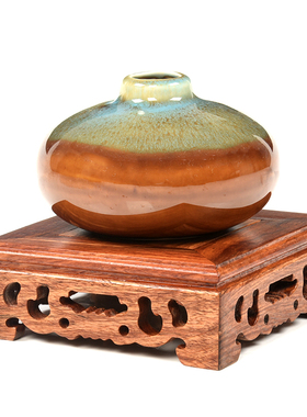 红木圆形花盆佛像茶具工艺品
