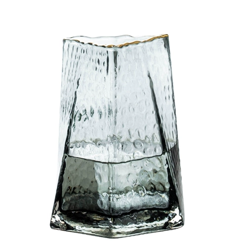 Nordic Creative Hammer Pattern Pattern Glass Vase Vase Прозрачный золото обозначение дистальной столовой цветочный цветок Purgrance