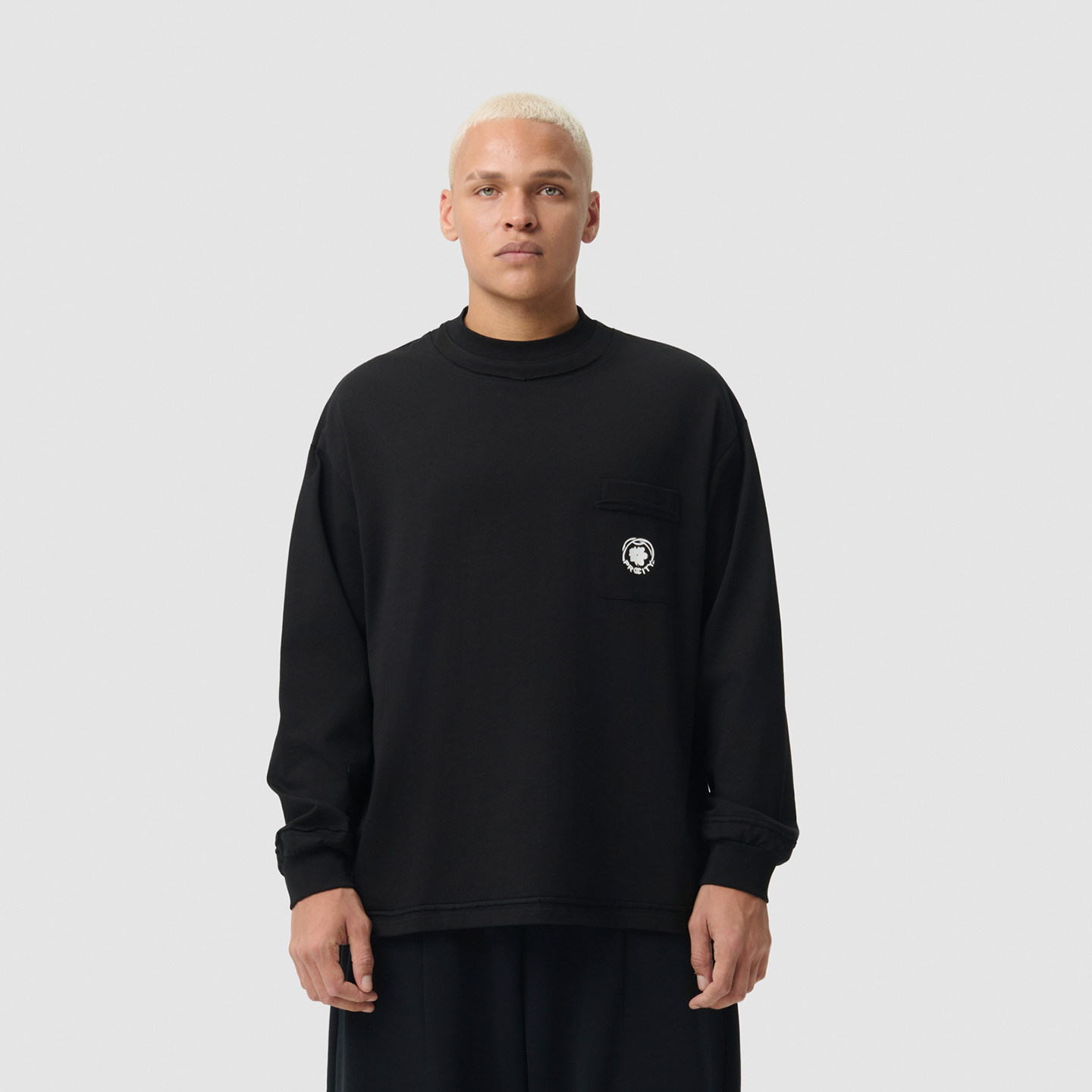 PROCITY情侣长袖T恤男女同款曹芳破坏拼接口袋松休闲运动圆领上衣,淘宝优惠券,粉丝福利购,淘宝优惠卷