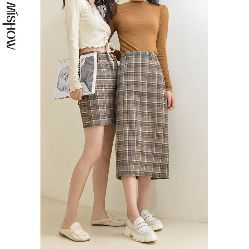 谜秀格子女秋装2020年新款女半身裙 谜秀半身裙