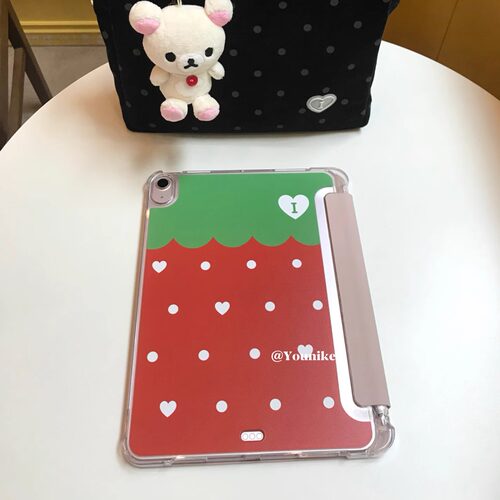 韩系ins甜妹可爱草莓治愈适用2024iPad保护壳2022苹果iPad10.5寸保护套air5 10.9平板套防摔软壳带笔槽支架11 - 图1