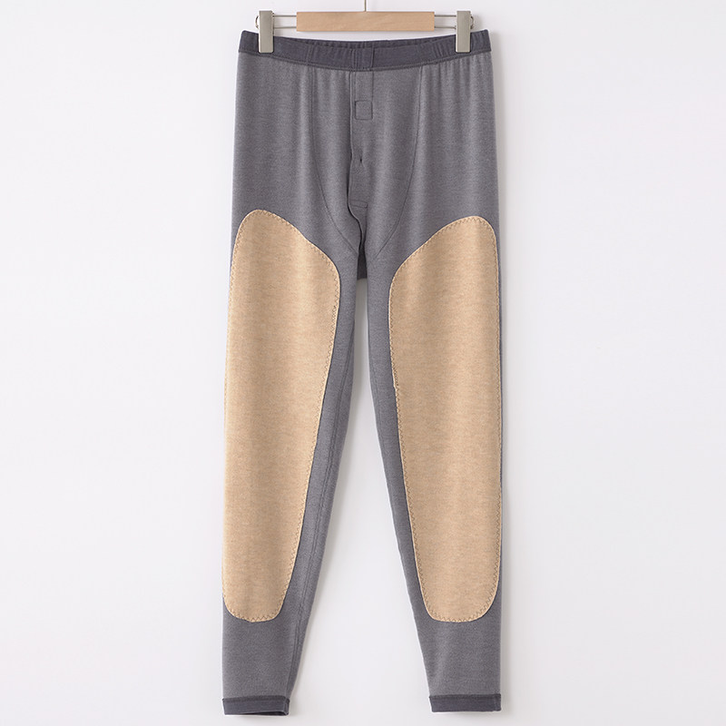 兄华新款男士中厚蚕丝保暖裤加绒羊绒护膝高腰发热加厚秋裤绒裤冬