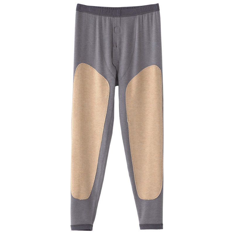 兄华新款男士中厚蚕丝保暖裤加绒羊绒护膝高腰发热加厚秋裤绒裤冬