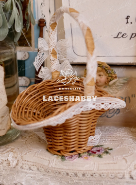 童话般的家！LACESHABBY乡村风手工编织蕾丝迷你小篮子摆件