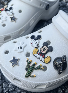 复古米奇男款crocs洞洞鞋花