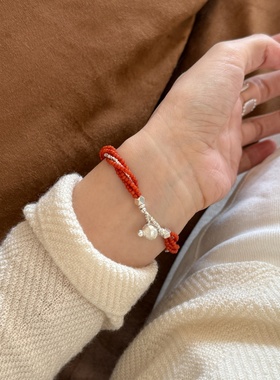 新中式复古南红多层扭扭链