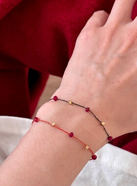 异彩新年红黑鸽子血红石手绳