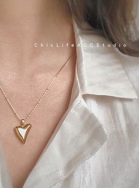 超火不规则金色心形叠戴锁骨链