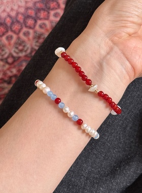 新中式天然淡水珍珠红玛瑙手链