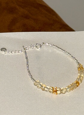 天然黄水晶手链女小众轻奢