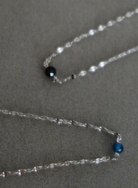 通体S925纯银电镀白金蓝色石项链