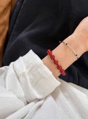 百搭许妍新中式单圈天然红玛瑙