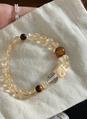 新中式天然碎碎冰黄水晶手链