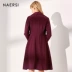 Áo gió nữ cỡ lớn NAERSI 2019 mùa thu mới thời trang lỏng thắt lưng đỏ áo dài nữ - Trench Coat Trench Coat