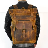 Ретро вместительный и большой ноутбук, кожаный рюкзак для путешествий, 16 дюймов, воловья кожа, из натуральной кожи