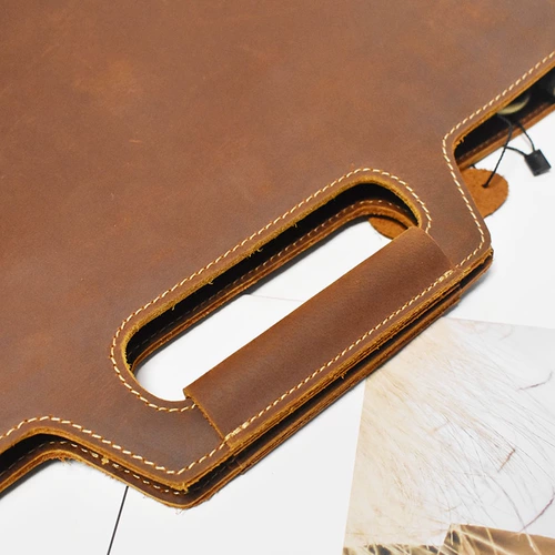 Ретро сумка ручной работы для документов, ремешок для сумки на одно плечо, ноутбук, простой и элегантный дизайн, из натуральной кожи, 13.3 дюймов