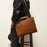 Ретро сумка ручной работы для документов, ремешок для сумки на одно плечо, ноутбук, простой и элегантный дизайн, из натуральной кожи, 13.3 дюймов