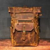 Ретро вместительный и большой ноутбук, кожаный рюкзак для путешествий, 16 дюймов, воловья кожа, из натуральной кожи