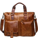 Портативная сумка на одно плечо, ноутбук, из натуральной кожи, бизнес-версия, 15.6 дюймов