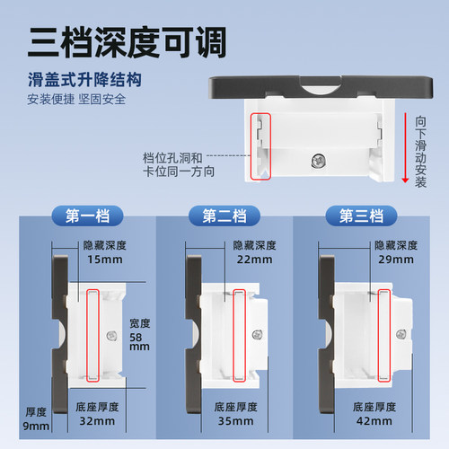 佛山照明 嵌入式隐藏插座冰箱内凹内嵌式插座五孔86暗装隐形插座 - 图1
