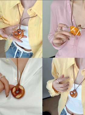 ins风小众设计感面包锁骨链