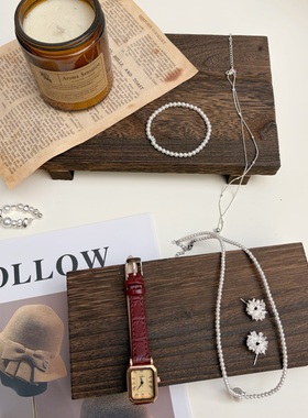 复古实木收纳盘ins桌面化妆品首饰杂物整理置物盘长方形木质托盘