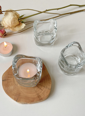 ins风波浪曲边玻璃烛台简约创意北欧浪漫餐桌面装饰拍照道具摆件