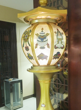 寺庙大灯LED纯铜新手染盛世八吉祥神社灯八宝吉祥供灯长明灯大号