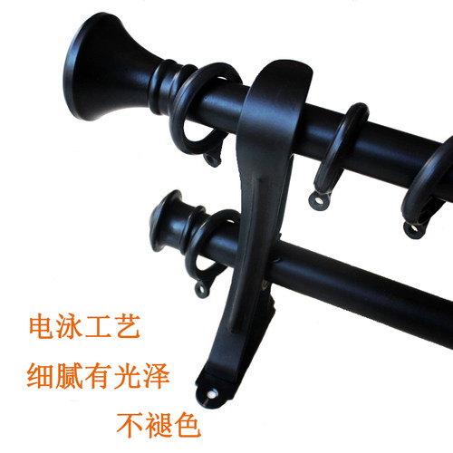 讯创家静音窗帘杆轨道单双杆铝合金罗马杆双杆黑色白色卧室客厅 - 图2