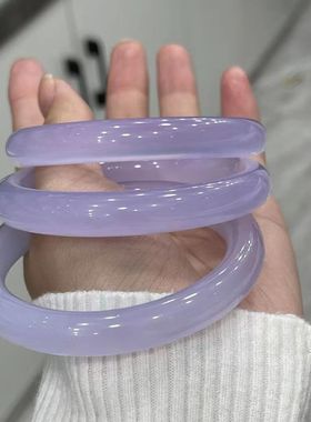 自家紫色玛瑙手镯原色高冰玉髓紫罗兰