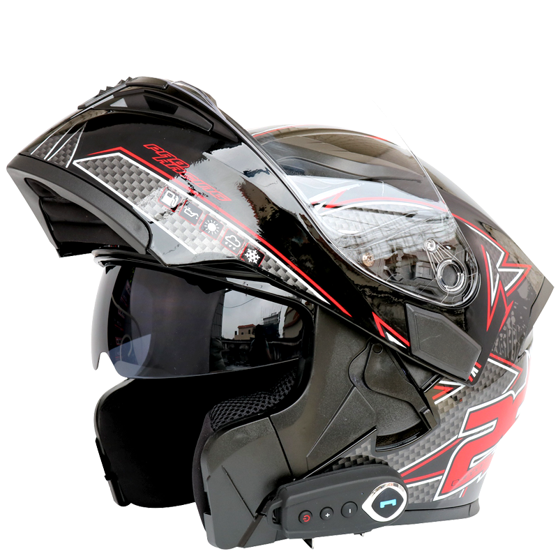 摩托车头盔男女全盔带蓝牙耳机内置一体安全头帽机车骑行揭面奎灰,淘宝优惠券,粉丝福利购,淘宝优惠卷