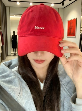 韩版红色字母刺绣棒球帽女2026新款春夏百搭显脸小新年鸭舌帽潮帽