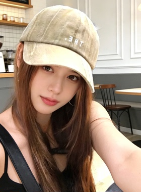 复古字母刺绣棒球帽女2026新款百搭显脸小时尚鸭舌帽灰色做旧帽子