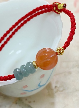 南红南瓜珠红绳手链本命年手串