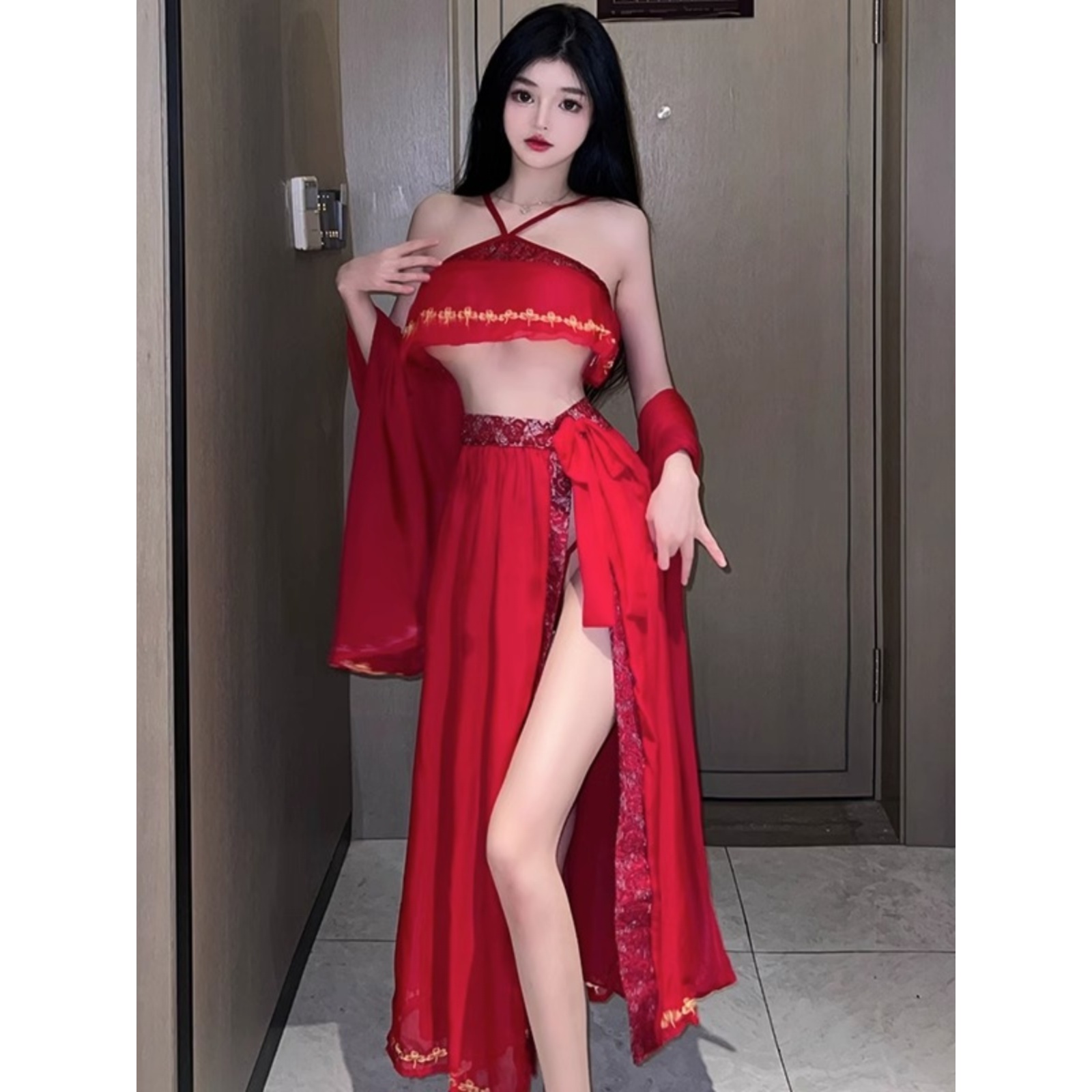 古风肚兜式性感汉服西域风情女装cosplay敦煌飞天异域风情套装-图1