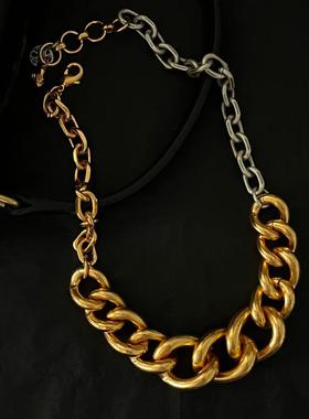 复古项链lovisa铜镀金拼接麻花女