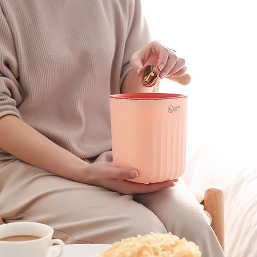 桌面垃圾桶小号迷你可爱高颜值收纳桶带压圈宿舍客厅办公室废纸篓 - 图0