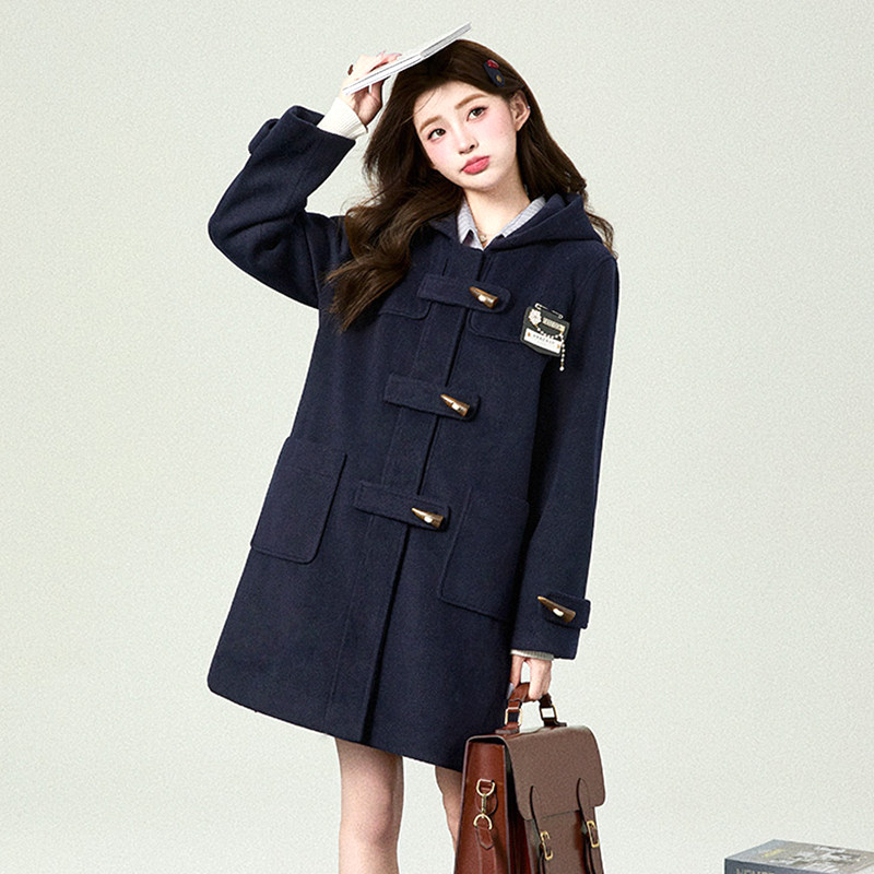 花铃太太jk学院风牛角扣大衣女款秋冬小个子甜妹白色保暖外套长款,淘宝优惠券,粉丝福利购,淘宝优惠卷