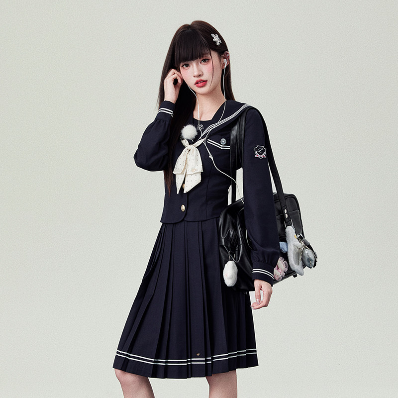 花铃太太jk制服校供基础水手服春季日系绀色长袖衬衣学院风女套装,淘宝优惠券,粉丝福利购,淘宝优惠卷