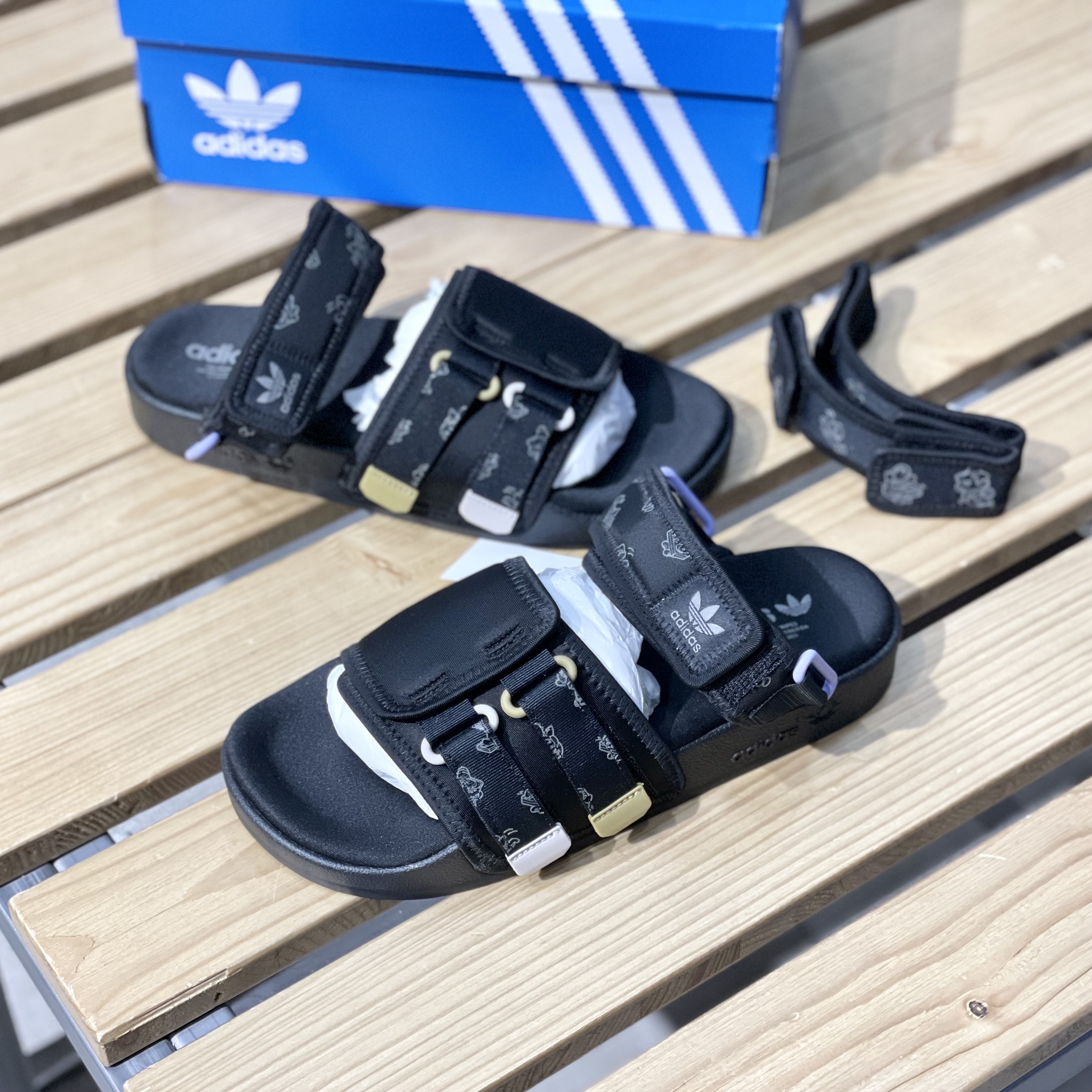 Adidas阿迪达斯三叶草男女同款低帮运动凉鞋舒适透气沙滩鞋GX2185 - 图0