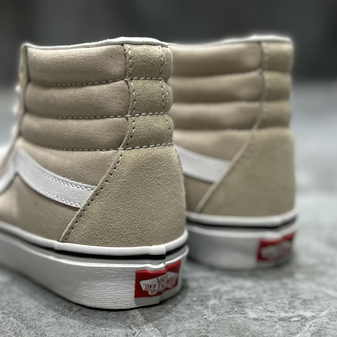 vans sk8-hi男女同款米色高帮休闲时尚百搭帆布滑板鞋VN0005U9BLL-图2