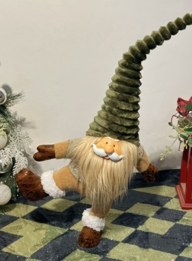 中古风圣诞老人摆件树脂布艺结合 创意复古节日氛围布置礼品