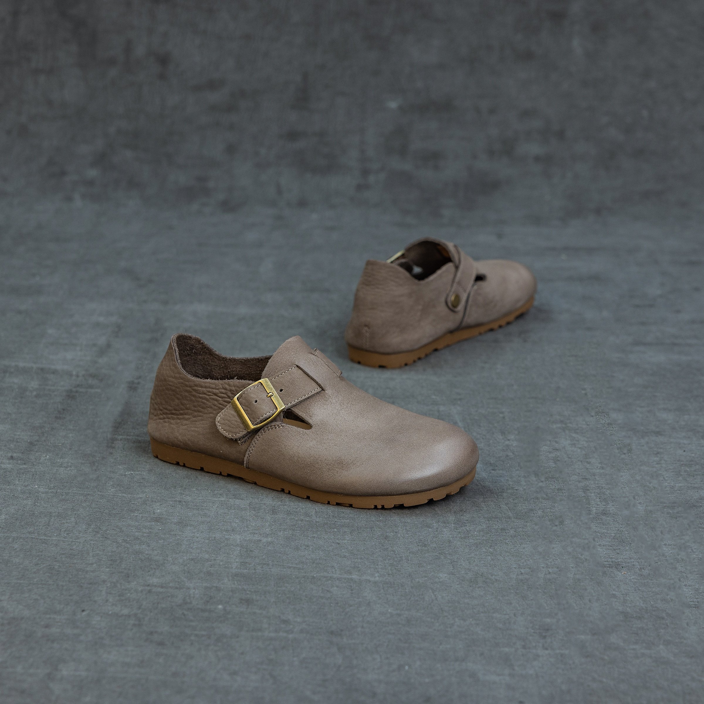 头层牛皮圆头平底全包勃肯女单鞋春季新款软底防滑舒适文艺百搭,淘宝优惠券,粉丝福利购,淘宝优惠卷