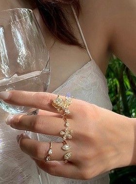 2020韩国镀14k真金女花朵戒指